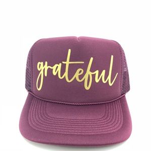 Gold grateful maroon trucker hat